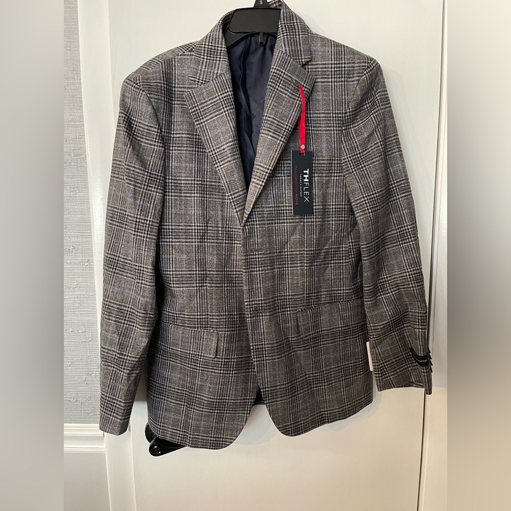 Tommy Hilfiger Black and Gray Checkered Blazer